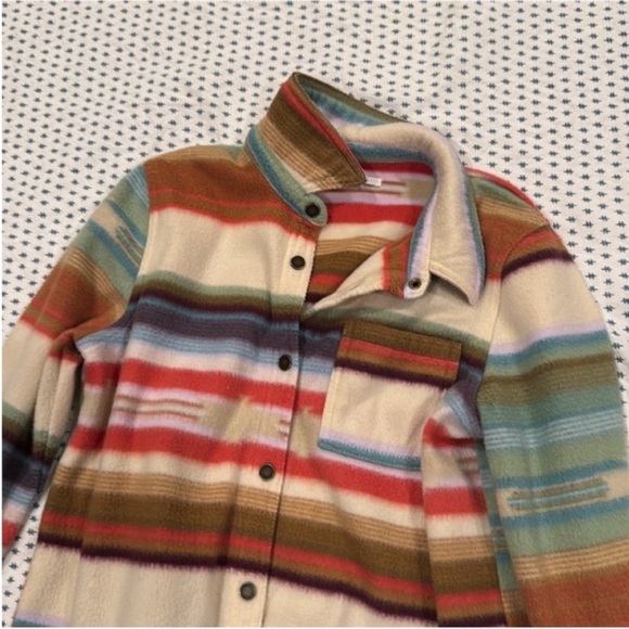 O'Neill Kids Fleece Striped Button Down Shirt - Multicolor - Picture 6 of 12